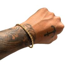 Pulseira Trançado Baiano 4mm Masculino Banhada Ouro 18k Pulseira Trançado Baiano 4mm Masculino Banhada Ouro 18k