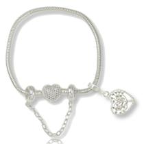 Pulseira Trava Berloque Arvore Vida Fecho Coração Prata 925 Pulseira Trava Berloque Arvore Vida Fecho Coração Prata 925