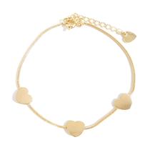 Pulseira Três Corações Banhada a Ouro