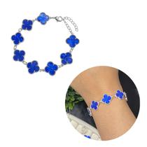 Pulseira Trevo Azul Prata 925 Banhada Modelo Virginia moda Pulseira Trevo Azul Prata 925 Banhada Modelo Virginia moda