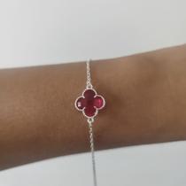 Pulseira Trevo Feminina Prata 925, acompanha Certificado de Garantia
