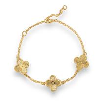 Pulseira Trevo Flor Virginia Chapa Banhado a Ouro 18k