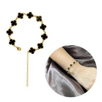 Pulseira Trevo Ouro 18k Preto Modelo Virginia Banhado Moda