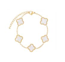 Pulseira Trevo Virginia Pedra Branca Ou Verde Da Sorte