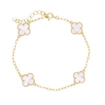 Pulseira Trevos Brancos Virginia Folheada a Ouro 18k