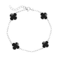 Pulseira Trevos Preto Virginia Folheada a Prata 925
