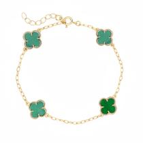 Pulseira Trevos Verde Virginia Folheada a Ouro 18k Pulseira Trevos Verde Virginia Folheada a Ouro 18k
