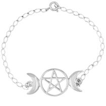 Pulseira Triluna Wicca 37mm Lua Triplice Pentagrama - Sunshine Cristais Pulseira Triluna Wicca 37mm Lua Triplice Pentagrama - Sunshine Cristais
