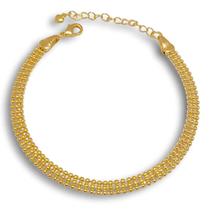 Pulseira Tripla Bolinhas Lisas Banhada Ouro 18k Semijoia