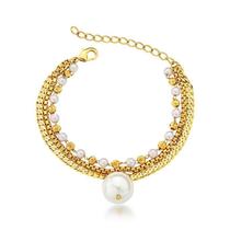 Pulseira tripla com pérolas