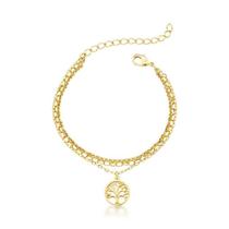 Pulseira tripla com pingente árvore da vida lisa Pulseira tripla com pingente árvore da vida lisa