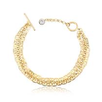 Pulseira Tripla Malha Diamantada Portuguesa Fecho Ponto Luz Pulseira Tripla Malha Diamantada Portuguesa Fecho Ponto Luz