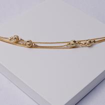 Pulseira Tripla Veneziana Folheada a Ouro com Bolas Foscas e Vazadas Pulseira Tripla Veneziana Folheada a Ouro com Bolas Foscas e Vazadas