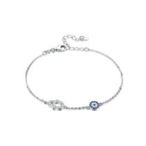 Pulseira Turkish Eye Lucky Hand, banhada a prata 925, ródio