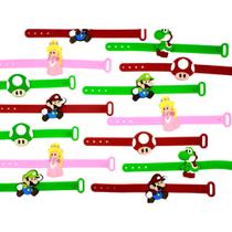 Pulseira Turma Do Mario 10un Peach Yosh Luigi Pulseirinha Ajuste Emborrachada Lembrancinha Tema Fest