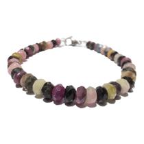 Pulseira Turmalina Melancia Facetado Fecho Aço Pulseira Turmalina Melancia Facetado Fecho Aço