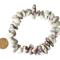 Pulseira Turmalina Rosa no Quartzo Rolada Natural Silicone