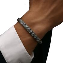 Pulseira Unissex Aço Inoxidável Trançada Aberta 7cm Luxo