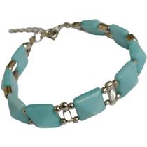 Pulseira Unissex Azul Turquesa Metal