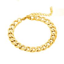 Pulseira unissex de aço inoxidável Figaro Chain banhada a ouro 18K banhada a F