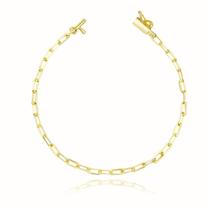 Pulseira Unissex Longa 2,5mm Fecho Canhão Banhado a Ouro 18K