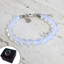 Pulseira Unissex Pedra Da Lua Natural Força Proteção Sorte