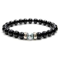 Pulseira Unissex Pedras Naturais Preta Ônix Quartzo Buda