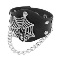 Pulseira Unissex Punk De Couro PU Com Crânio, Estrelas, Espinhos E Tachas Quadradas Em Três Fileiras