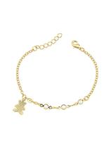 Pulseira Ursinho com Pérola Infantil Banho de Ouro 18K