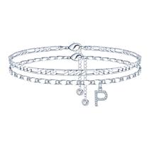 Pulseira Ursteel Ankle banhada a prata P ajustável inicialmente