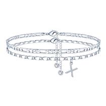 Pulseira Ursteel Ankle banhada a prata X inicial ajustável 21,5 cm