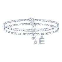 Pulseira Ursteel, banhada a prata, ajustável, letra E, tornozeleira