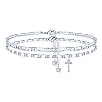 Pulseira Ursteel Banhada a Prata Initial T Tornozeleira 22 cm