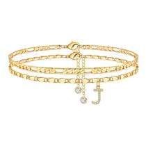 Pulseira Ursteel Initial, tornozeleira ajustável banhada a ouro 14K