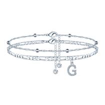Pulseira Ursteel Silver Anklets Layered Chain Initial G
