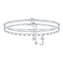Pulseira Ursteel Silver Figaro Initial J Tornozeleira ajustável