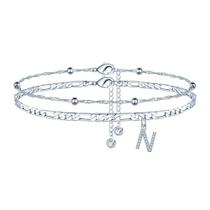 Pulseira Ursteel Silver Letter N Layered Layer 8,5"+2"