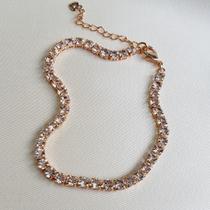 Pulseira Veneziana 17cm Riviera Cristal - Ouro rosé