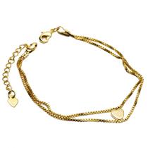 Pulseira veneziana com coração banahada a ouro 18k Semijoia