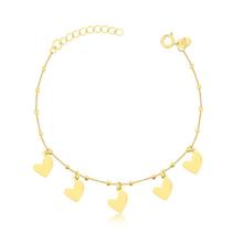 Pulseira Veneziana Com Plaquinhas De Coração Folheada A Ouro Pulseira Veneziana Com Plaquinhas De Coração Folheada A Ouro