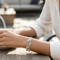 Pulseira Veneziana com Trios de Bolinhas em Prata 925 - Amaré Joias