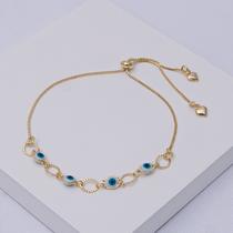 Pulseira Veneziana Folheada a Ouro com Olho Grego Pulseira Veneziana Folheada a Ouro com Olho Grego