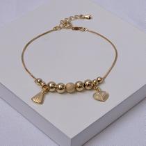 Pulseira Veneziana Folheada a Ouro com Pingentes Religiosos