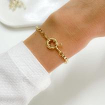 Pulseira Veneziana Grossa Fecho Boia Banhado a Ouro 18K Pulseira Veneziana Grossa Fecho Boia Banhado a Ouro 18K