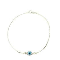 Pulseira Veneziana Olho Grego Prata Legitima 925 / 18 / Branco