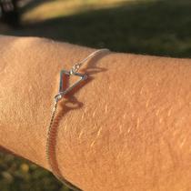 Pulseira Veneziana Triângulo Equilátero Vazado Grande Prata