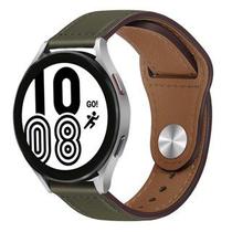 Pulseira Verde Exercito de Couro 20mm Compativel Smartwatch Watch3 41/45mmActive2 Bip GTR42/47m GTS GTR3/PRO