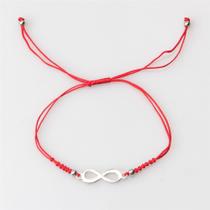 Pulseira Vermelha Kaballah Com Pingente Do Infinito Prateada