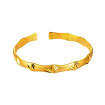 Pulseira Vietnamita Gold Placer Bamboo Design Open Cuff Pulseira Vietnamita Gold Placer Bamboo Design Open Cuff