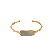 Pulseira vintage Bamboo Leaf 925 banhada a ouro para mulheres